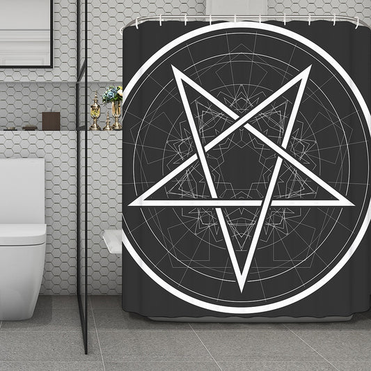 Geometric Inverted Pentagram Print Polyester Shower Curtain