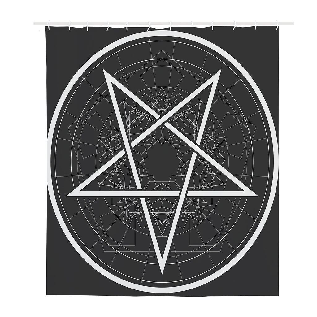 Geometric Inverted Pentagram Print Polyester Shower Curtain