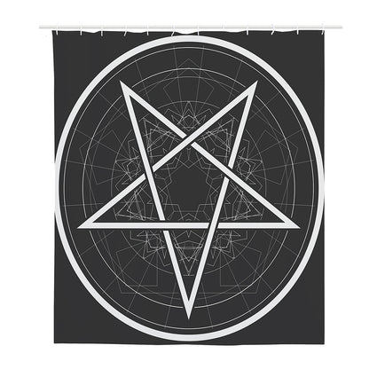 Geometric Inverted Pentagram Print Polyester Shower Curtain
