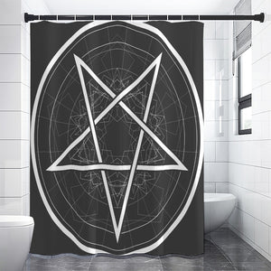 Geometric Inverted Pentagram Print Premium Shower Curtain