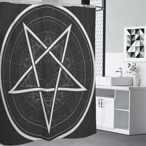 Geometric Inverted Pentagram Print Premium Shower Curtain