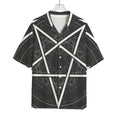 Geometric Inverted Pentagram Print Rayon Hawaiian Shirt