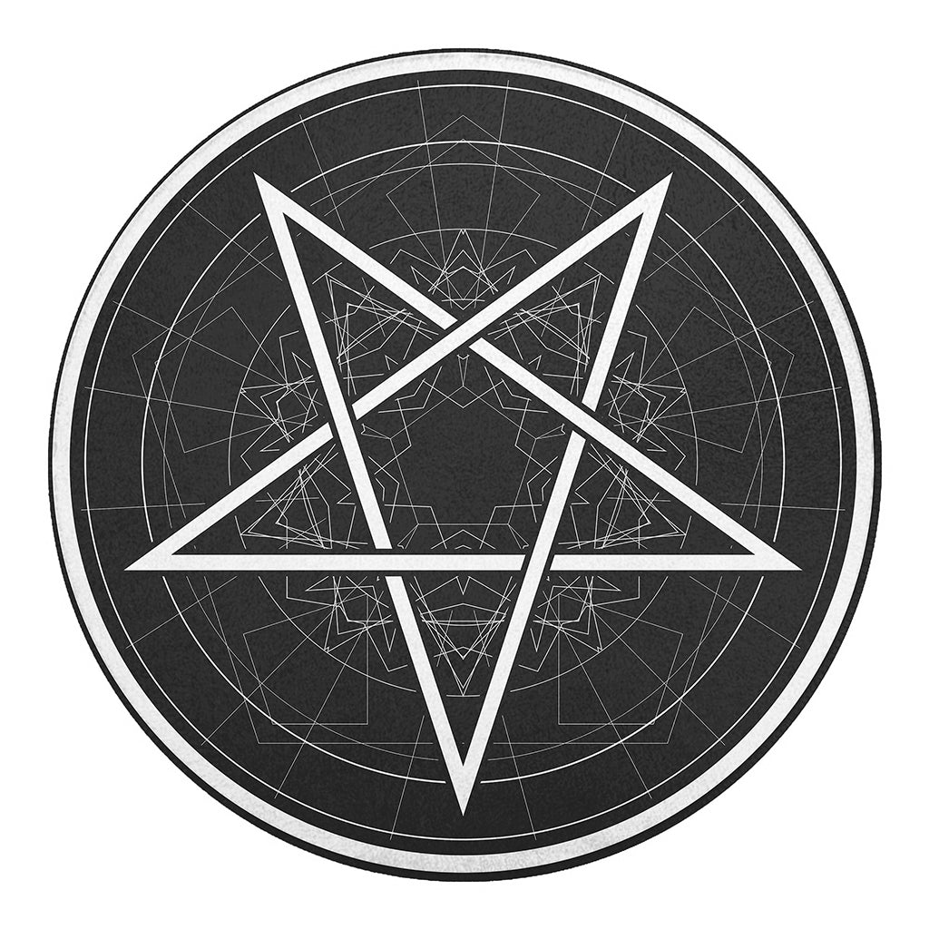 Geometric Inverted Pentagram Print Round Blanket