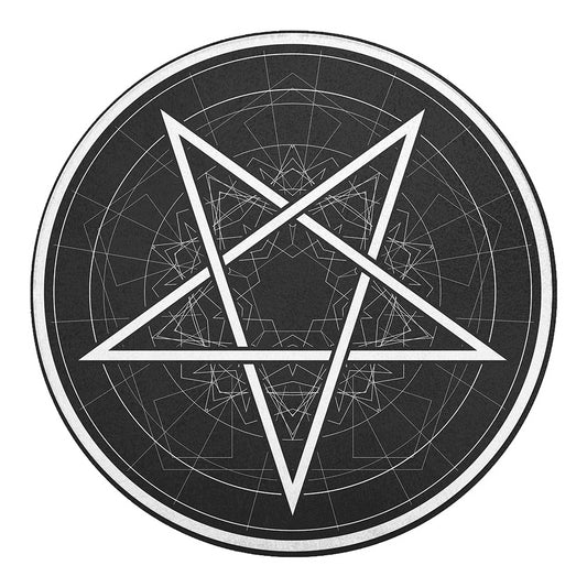 Geometric Inverted Pentagram Print Round Blanket