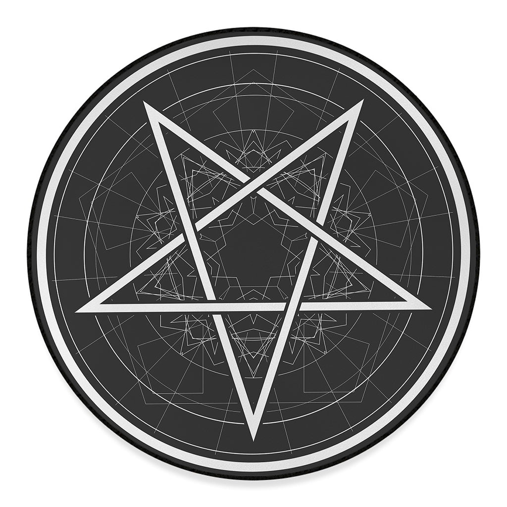 Geometric Inverted Pentagram Print Round Floor Mat