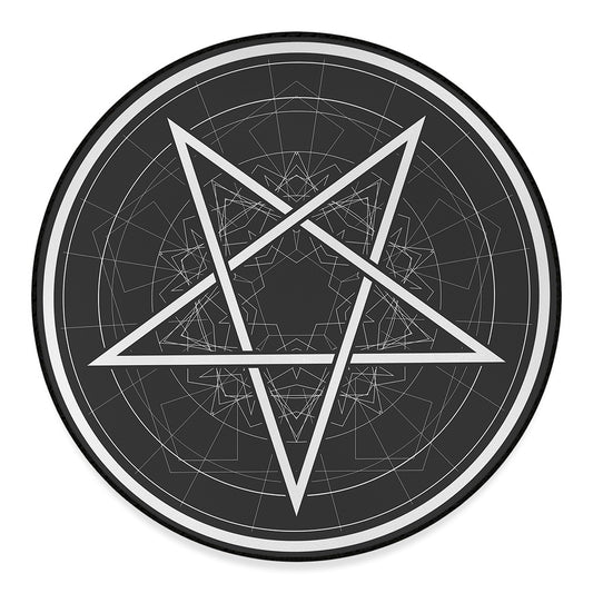 Geometric Inverted Pentagram Print Round Floor Mat