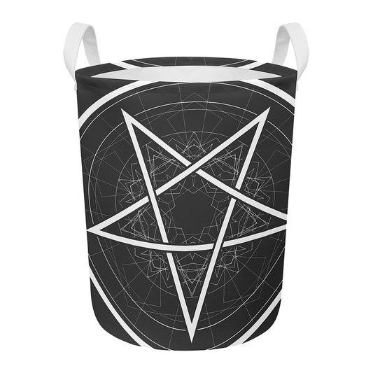 Geometric Inverted Pentagram Print Round Laundry Basket