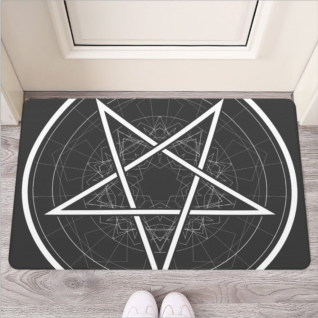Geometric Inverted Pentagram Print Rubber Doormat
