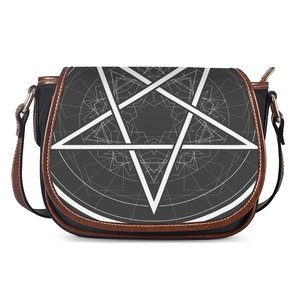 Geometric Inverted Pentagram Print Saddle Bag
