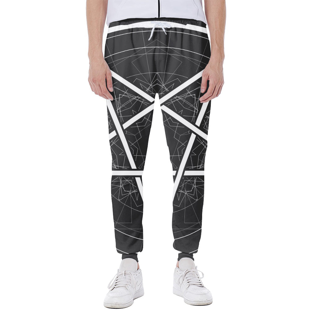 Geometric Inverted Pentagram Print Scuba Joggers