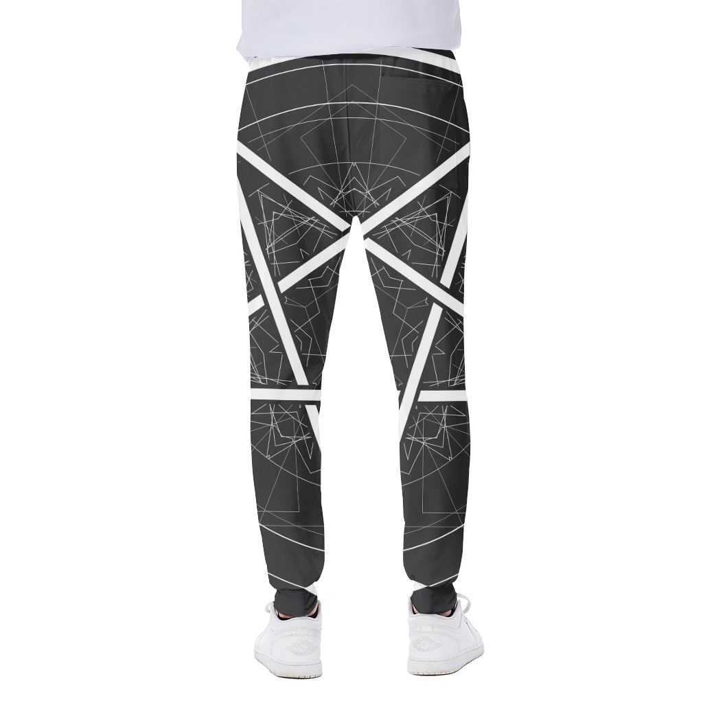 Geometric Inverted Pentagram Print Scuba Joggers