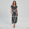 Geometric Inverted Pentagram Print Short Sleeve Maxi Dress