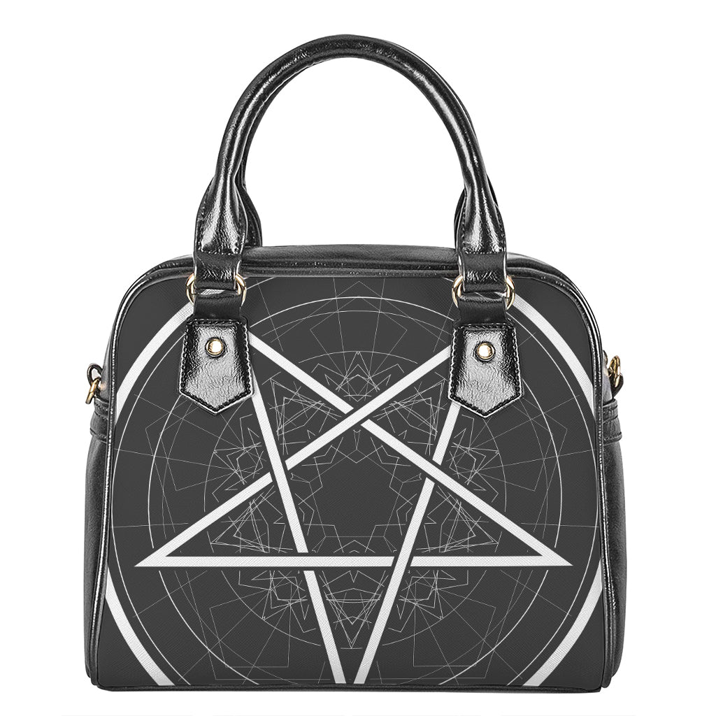 Geometric Inverted Pentagram Print Shoulder Handbag