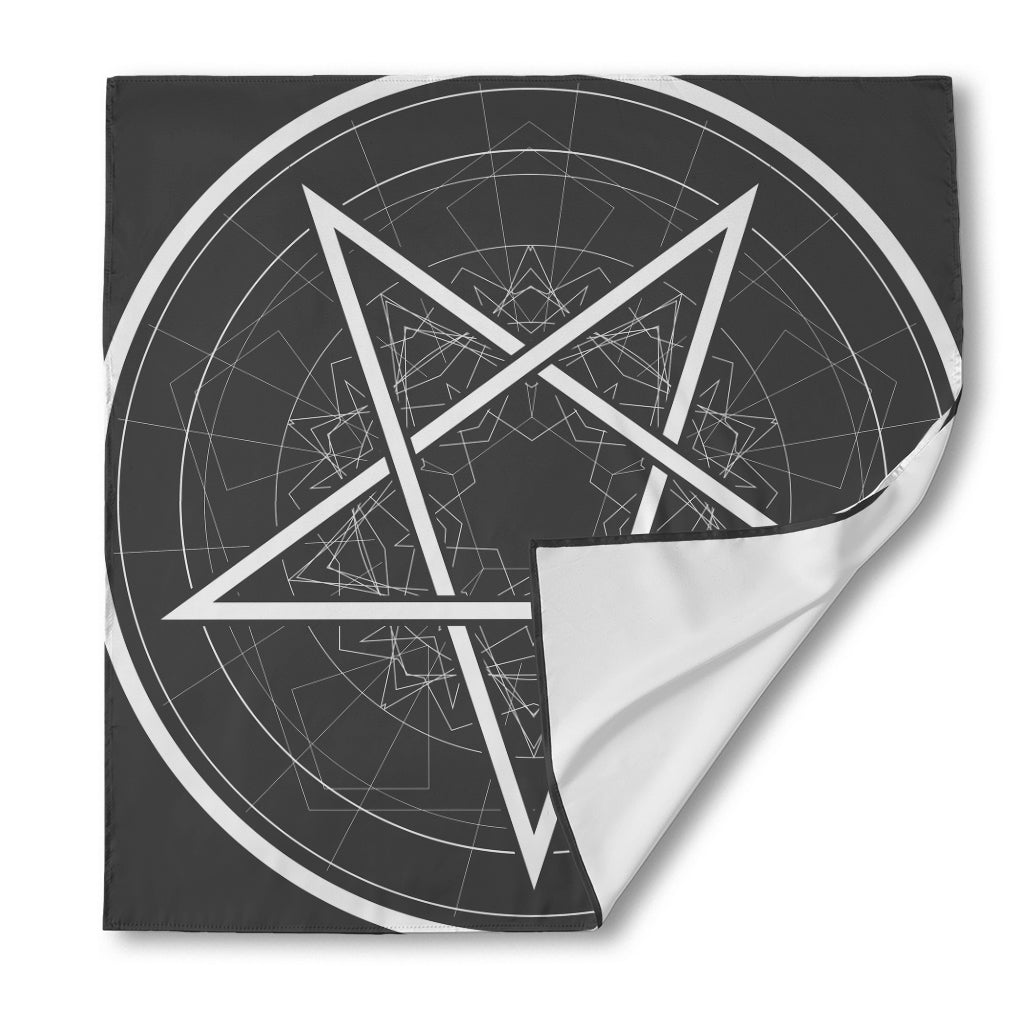 Geometric Inverted Pentagram Print Silk Bandana
