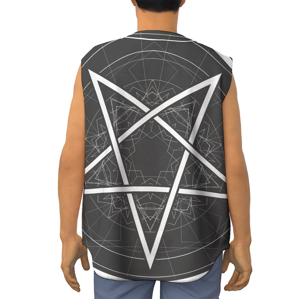Geometric Inverted Pentagram Print Sleeveless Baseball Jersey