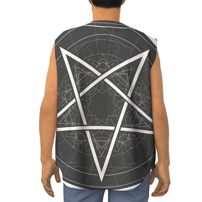 Geometric Inverted Pentagram Print Sleeveless Baseball Jersey