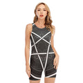 Geometric Inverted Pentagram Print Sleeveless One Piece Swimsuit