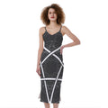 Geometric Inverted Pentagram Print Slim Fit Midi Cami Dress