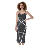Geometric Inverted Pentagram Print Slim Fit Midi Cami Dress