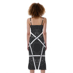 Geometric Inverted Pentagram Print Slim Fit Midi Cami Dress