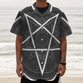 Geometric Inverted Pentagram Print Textured Short Sleeve Shirt