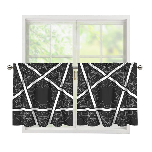 Geometric Inverted Pentagram Print Tier Curtains