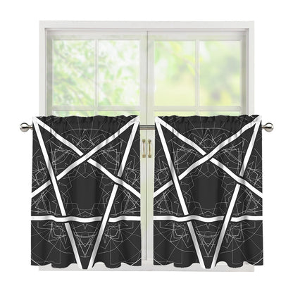 Geometric Inverted Pentagram Print Tier Curtains