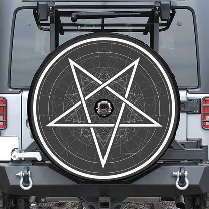 Geometric Inverted Pentagram Print Tire Cover With Camera Hole