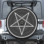 Geometric Inverted Pentagram Print Tire Cover With Camera Hole