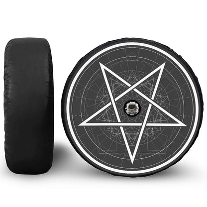 Geometric Inverted Pentagram Print Tire Cover With Camera Hole
