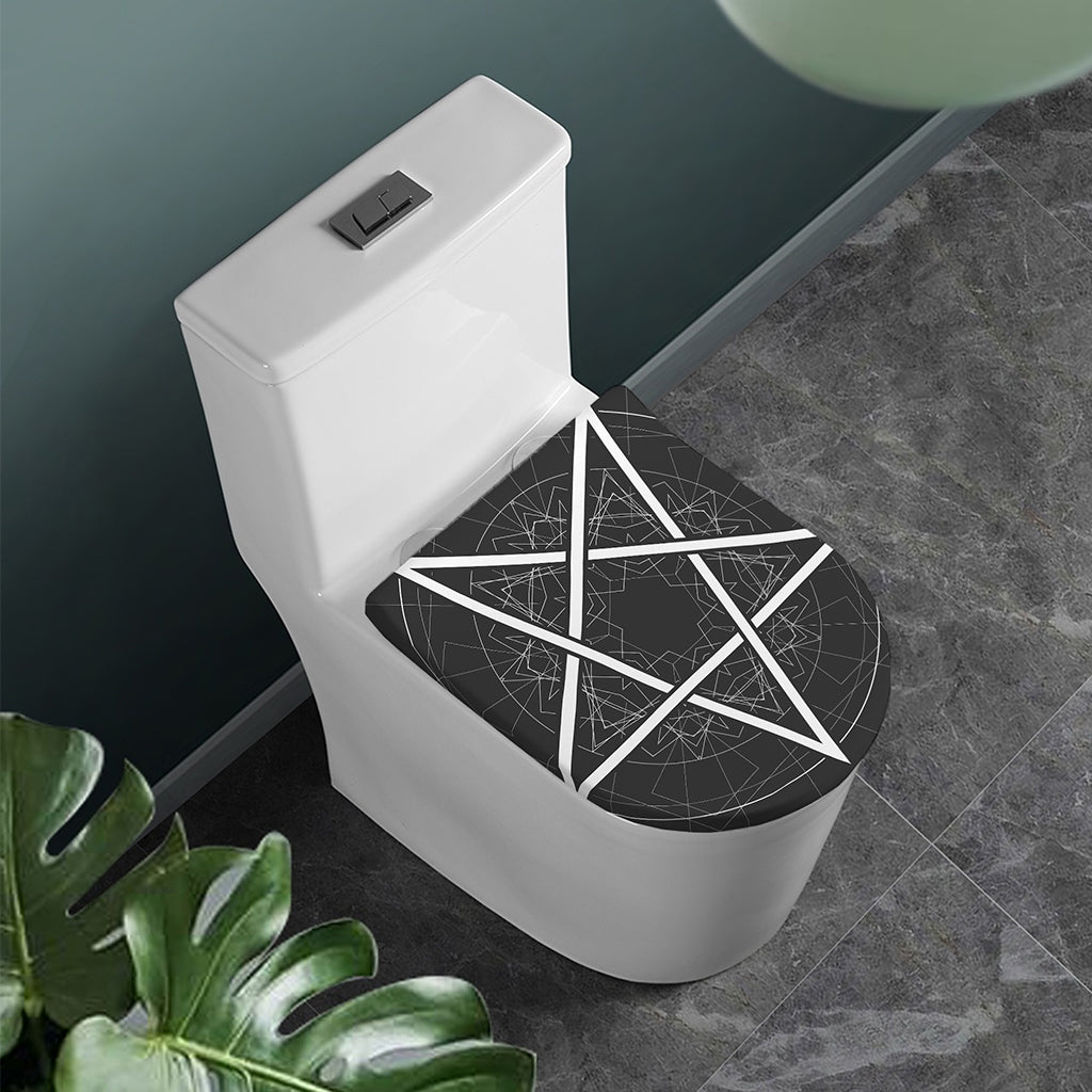 Geometric Inverted Pentagram Print Toilet Lid Cover