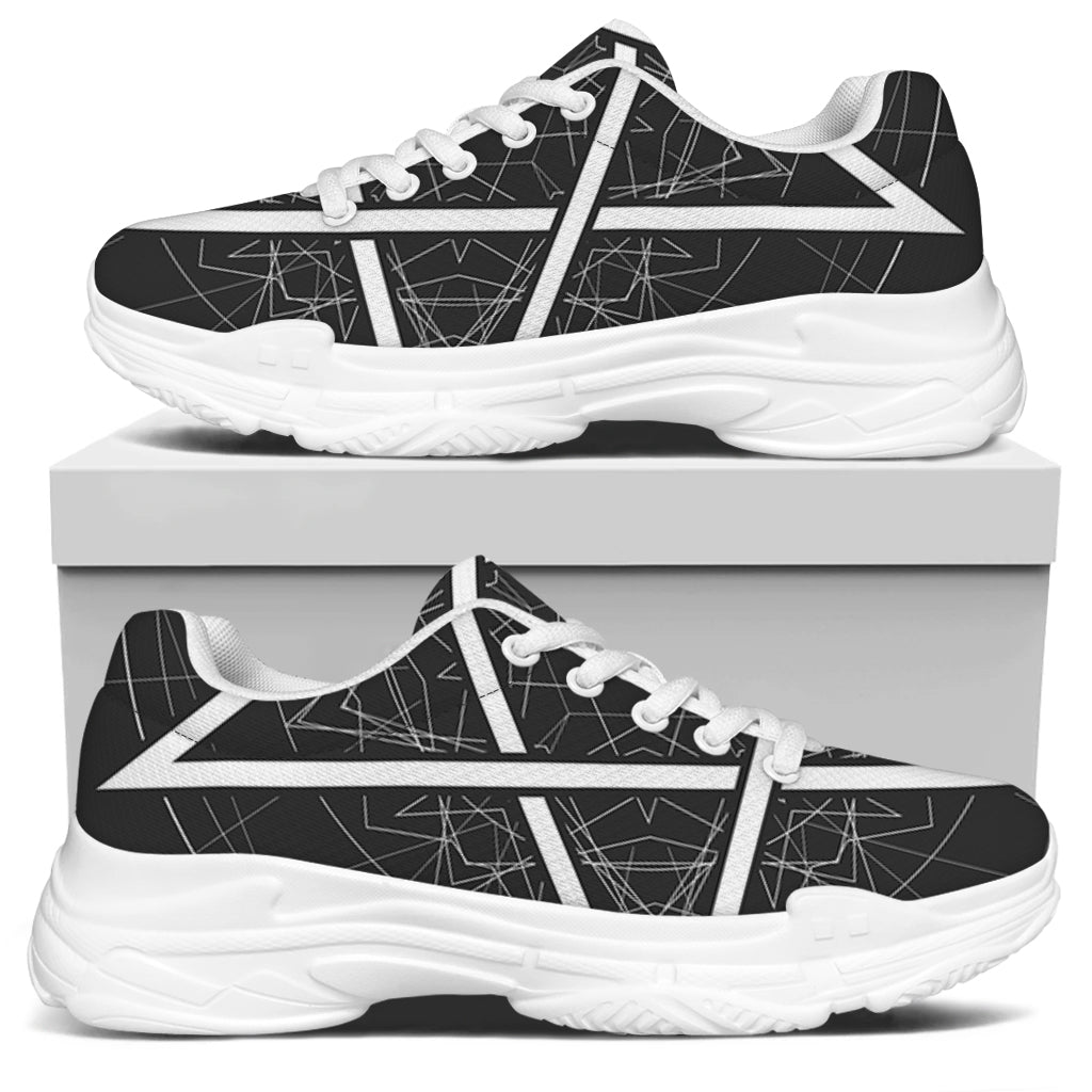 Geometric Inverted Pentagram Print White Chunky Shoes