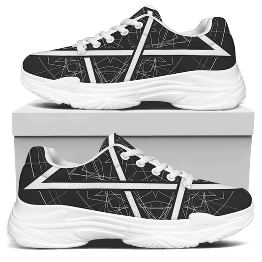 Geometric Inverted Pentagram Print White Chunky Shoes