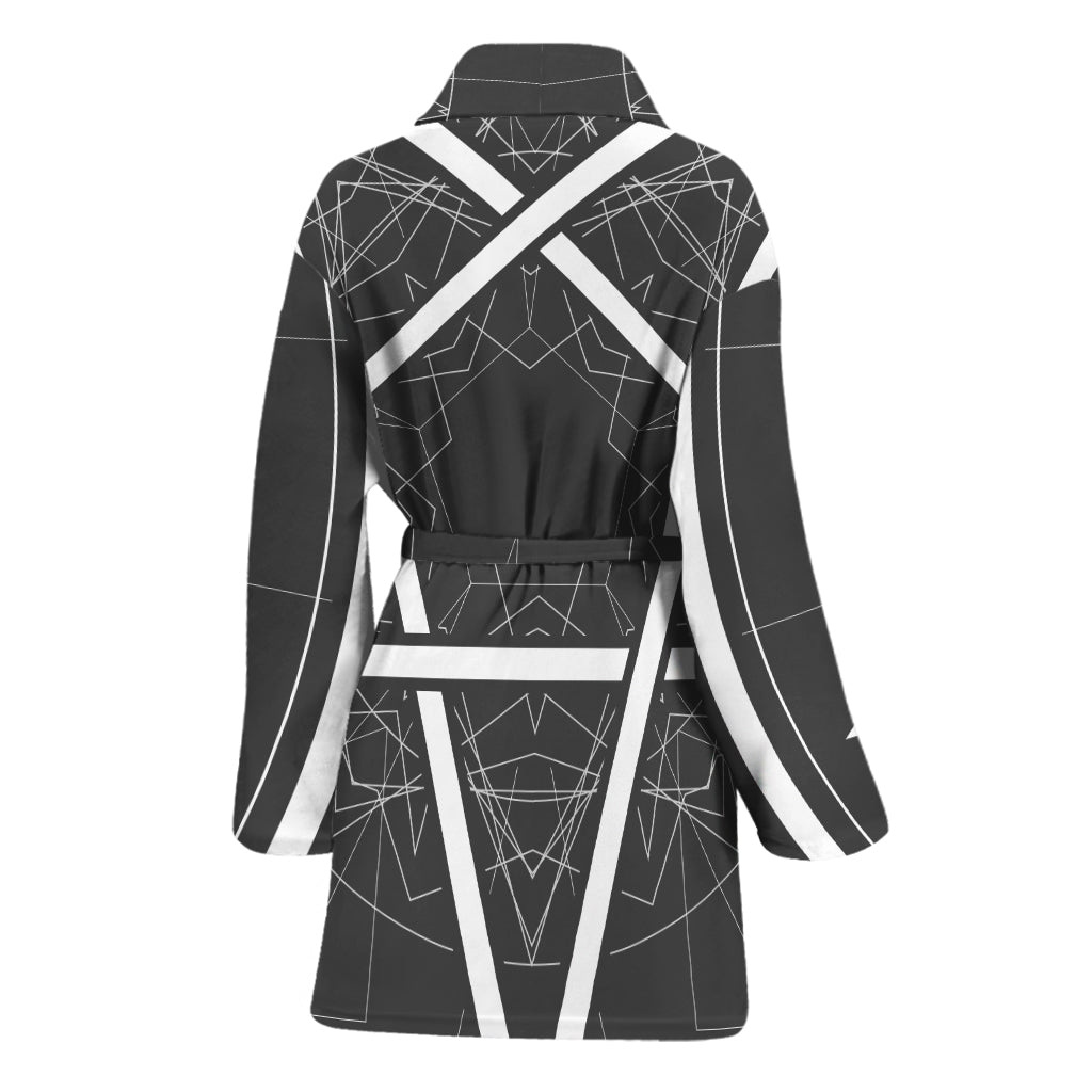 Geometric Inverted Pentagram Print Women's Bathrobe