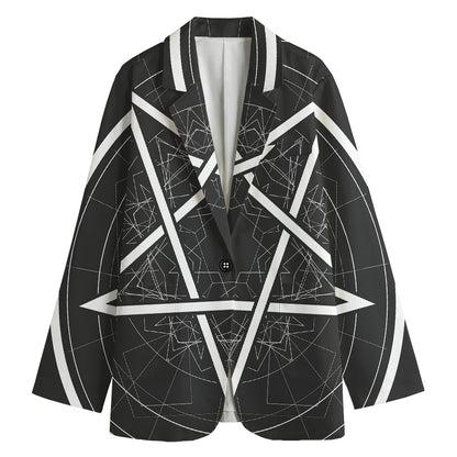 Geometric Inverted Pentagram Print Women's Blazer
