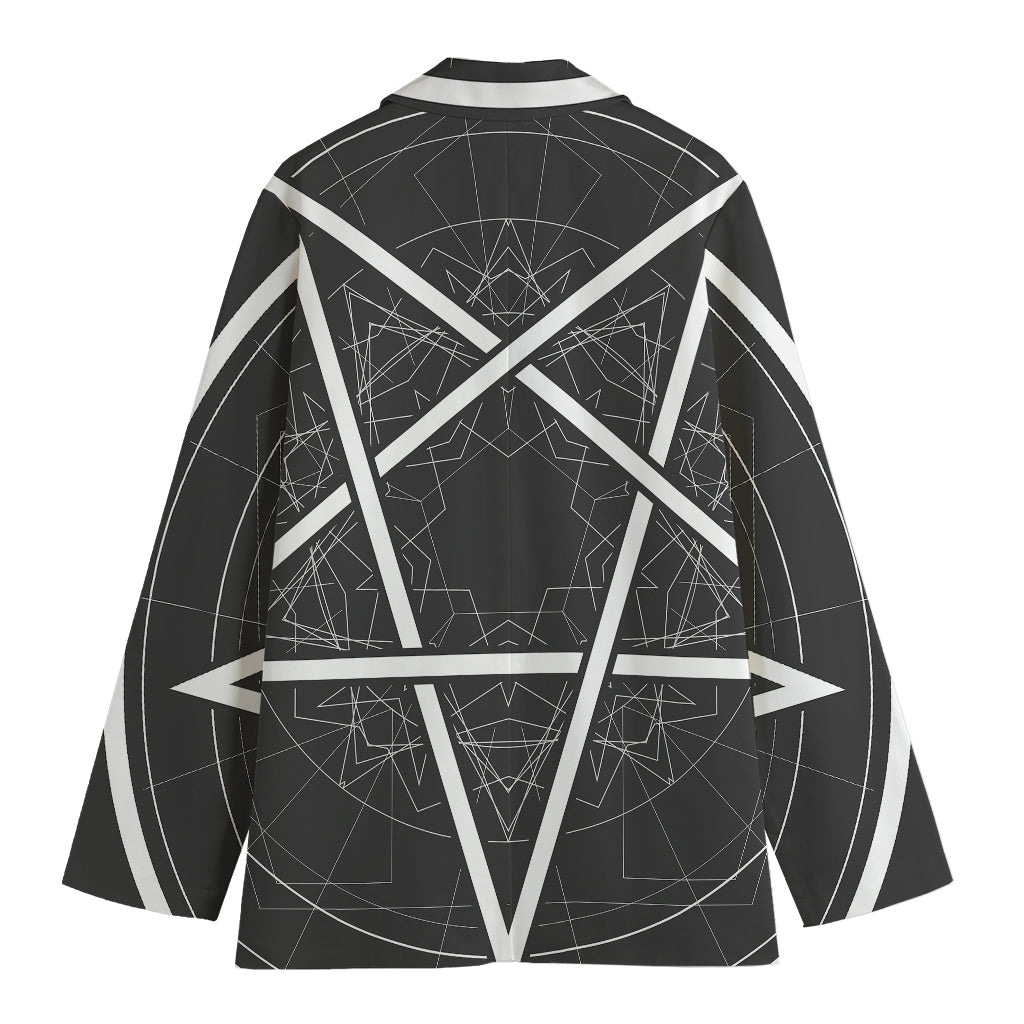 Geometric Inverted Pentagram Print Women's Blazer