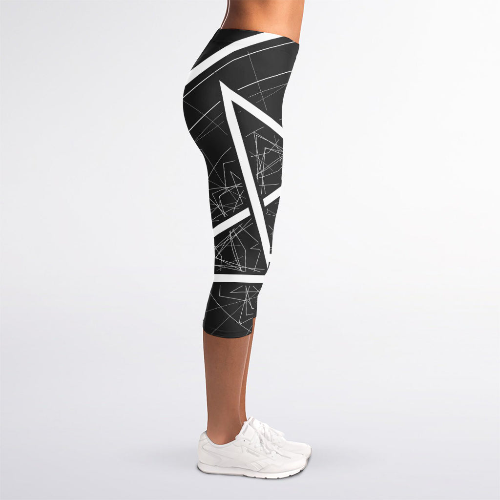 Geometric Inverted Pentagram Print Women's Capri Leggings