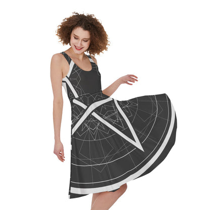 Geometric Inverted Pentagram Print Women's Sleeveless Dress
