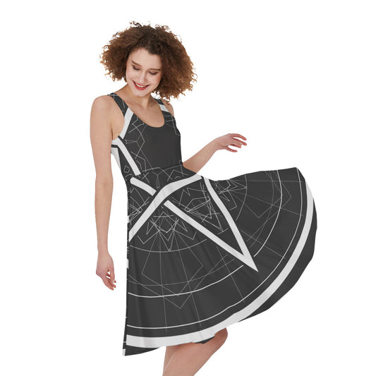 Geometric Inverted Pentagram Print Women's Sleeveless Dress