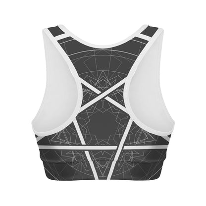 Geometric Inverted Pentagram Print Women's Sports Bra