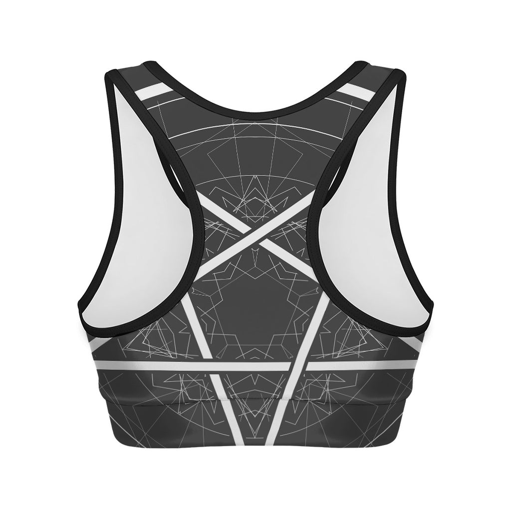 Geometric Inverted Pentagram Print Women's Sports Bra