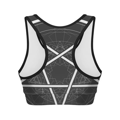 Geometric Inverted Pentagram Print Women's Sports Bra