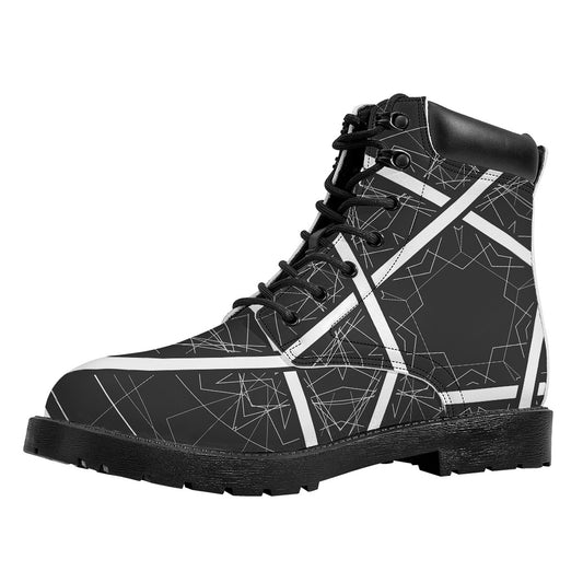 Geometric Inverted Pentagram Print Work Boots