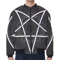 Geometric Inverted Pentagram Print Zip Sleeve Bomber Jacket