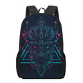 Geometric Japanese Demon Print 17 Inch Backpack