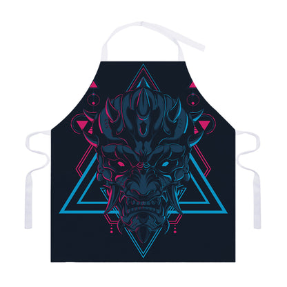 Geometric Japanese Demon Print Adjustable Apron