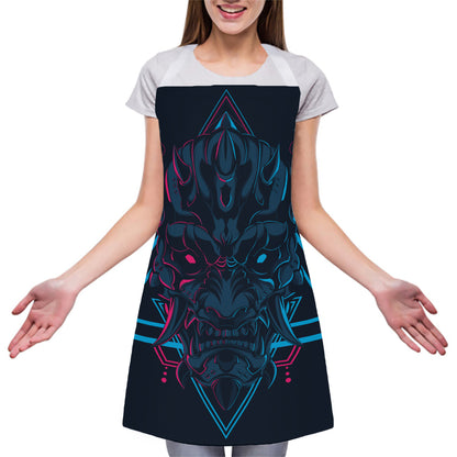 Geometric Japanese Demon Print Adjustable Apron