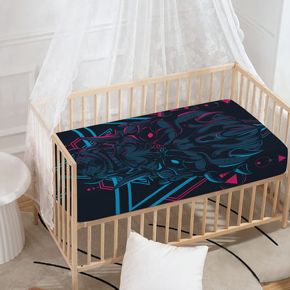 Geometric Japanese Demon Print Baby Crib Sheet