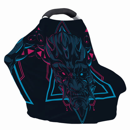 Geometric Japanese Demon Print Baby Seat Cover