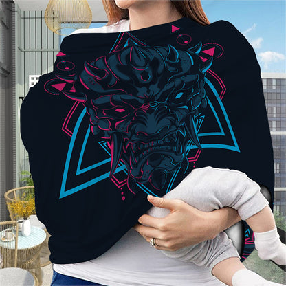 Geometric Japanese Demon Print Baby Seat Cover